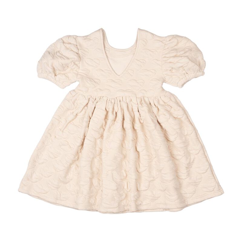 Rock Your Baby Ecru Heart Puff Sleeve Dress image number 1