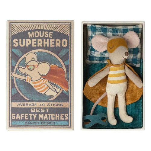 Maileg Super Hero Mouse In Matchbox