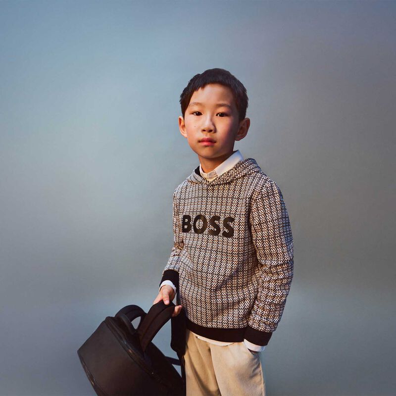 BOSS Patterned Hooded Sweatshirt 8Y-10Y image number 1
