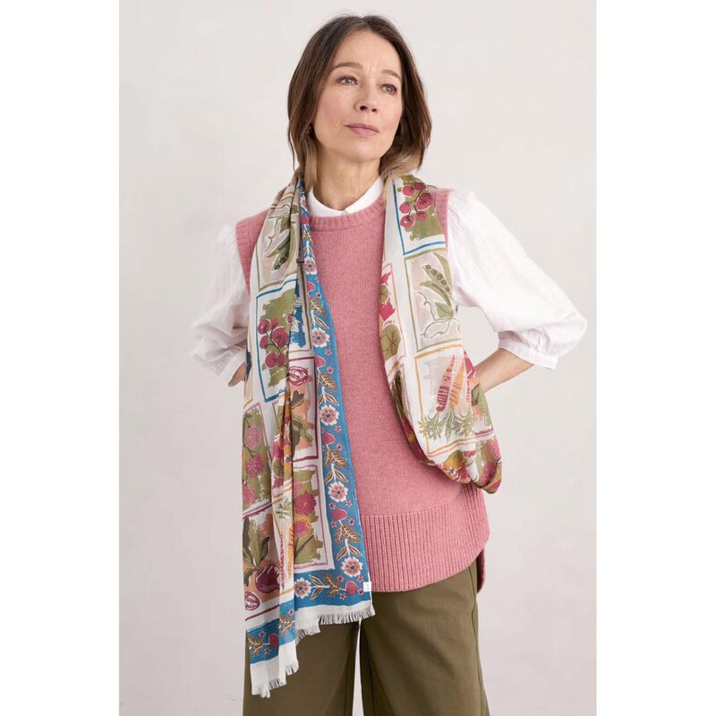 Seasalt Cornwall May Garland Scarf Seed Pack Border Chalk image number 1