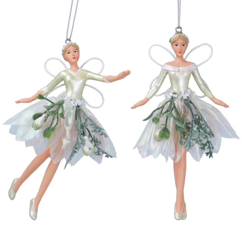 Gisela Graham Resin/Organza Snowdrop Fairy Decoration Assorted image number 0