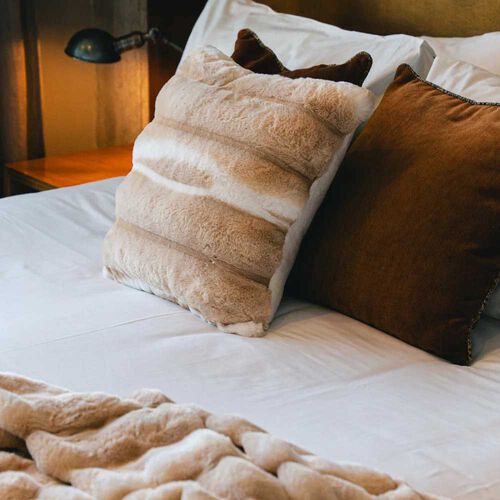 Top Drawer Antelope Carved & Printed Rabbit Fur Cushion 380Gsm 45x45cm