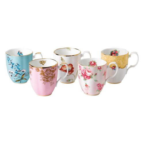 Royal Albert 100 Years of Royal Albert Set of 5 Mugs