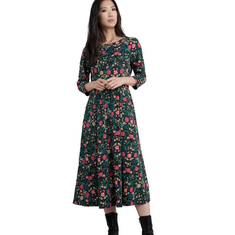 Seasalt Cornwall 3/4 Wild Bouquet Dress Mirrored Floral Tehidy image number 0