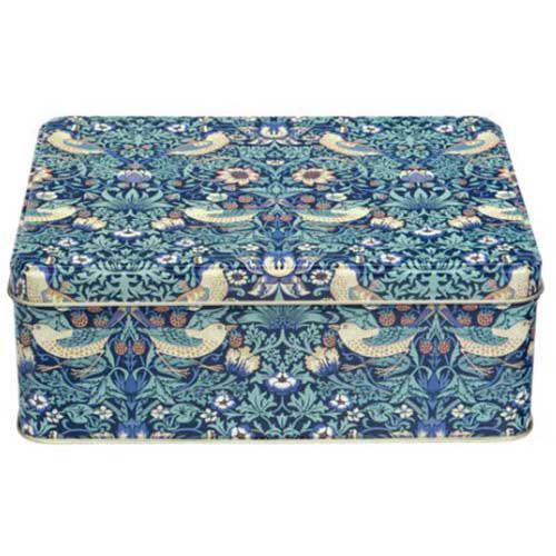 Arts & Crafts Deep Rectangular Tin Blue 195x154x75mm
