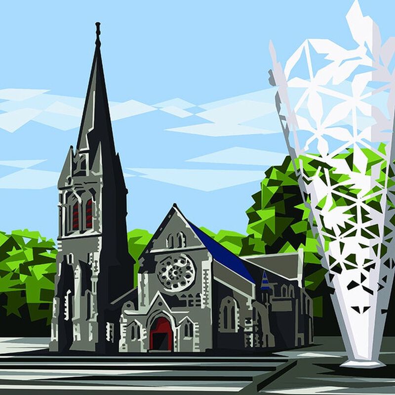 Ira Mitchell Christchurch Cathedral Matted Print 35 x 27.5cm image number 0