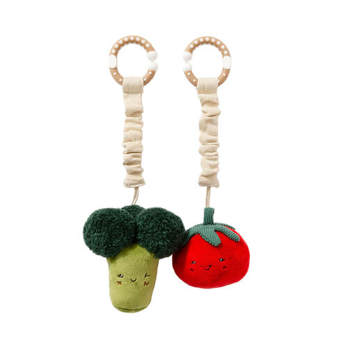 Living Textiles Plush Stroller Toy 2 Pack - Broccoli & Tomato