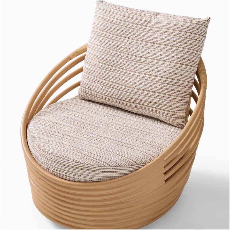 West Elm Minetta Swivel Chair Chunky Stripe image number 2