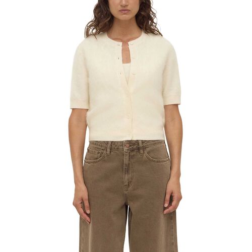 Assembly Label Carina Wool Short Sleeve Cardigan Cream