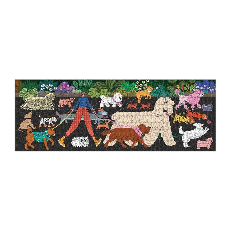 Galison Dog Walk 1000 Piece Panoramic Puzzle image number 1