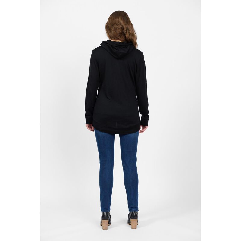 Vassalli 100% Merino Zip Up Hooded Jacket With Scooped Back Hem image number 1