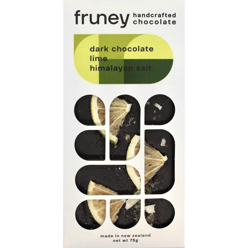 fruney Dark Chocolate, Lime & Himalayan Salt 75g image number 0