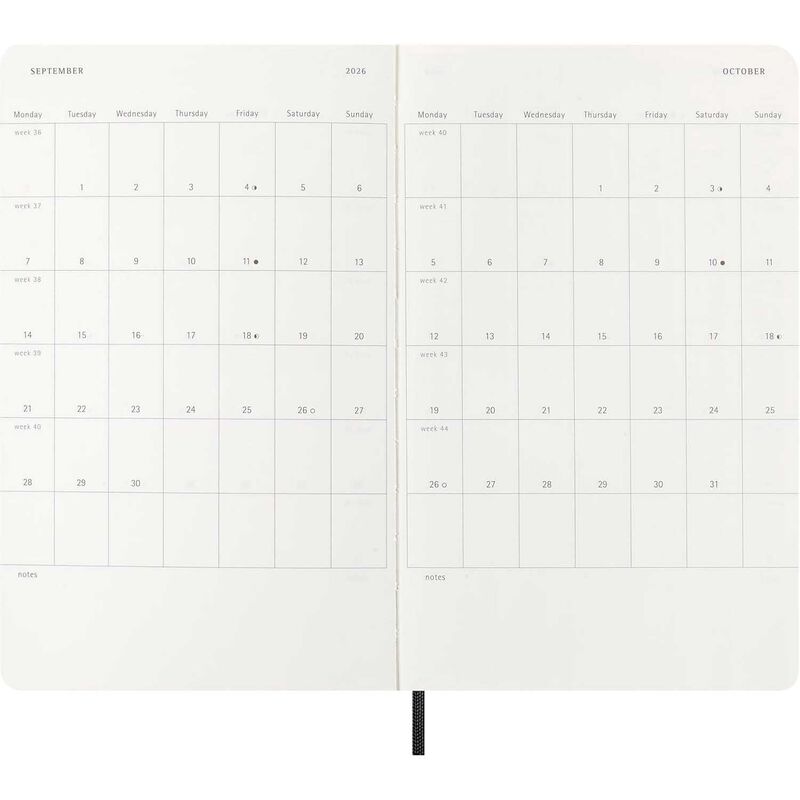 Moleskine Diary 12 Month Weekly Horizontal SC Large Black 2026 image number 2