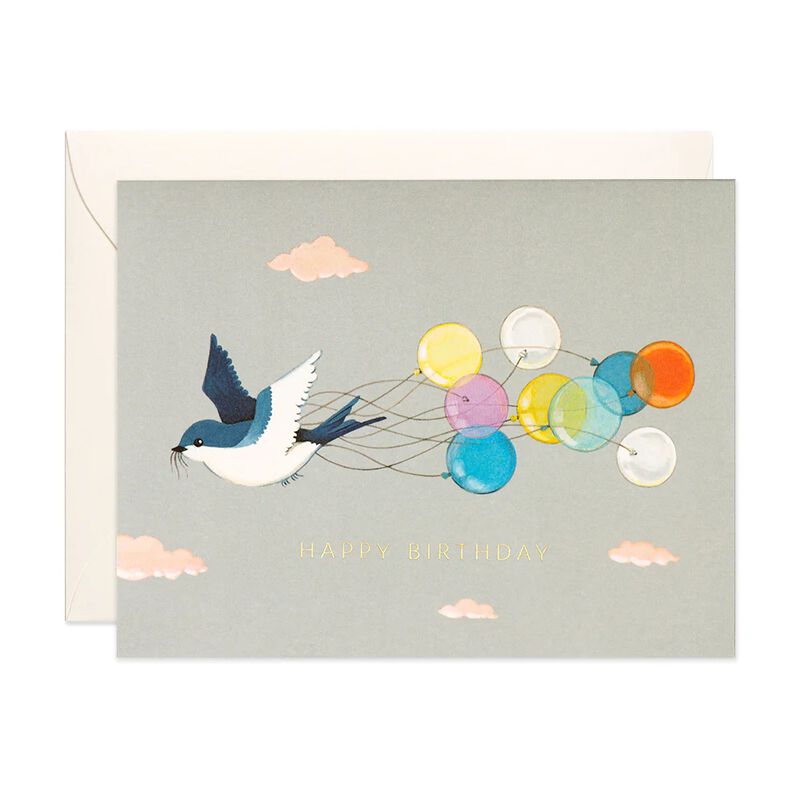Joo Joo Swallow and Balloons Birthday Foil Card image number 0