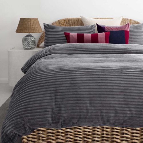 Bambury Channel Quilt Cover Set Steel