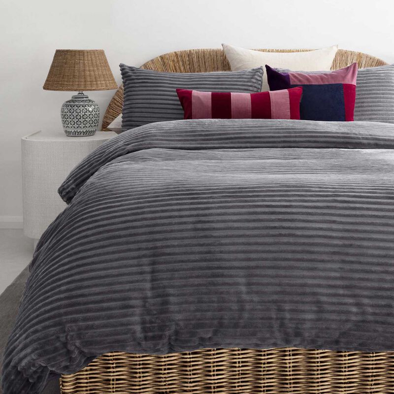 Bambury Channel Quilt Cover Set Steel image number 0