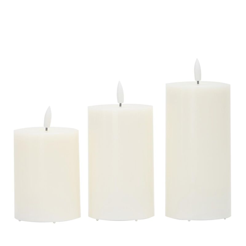 Stellar Haus White Pillar Indoor LED Candle With Timer  12.5x7.5cm - Medium image number 1