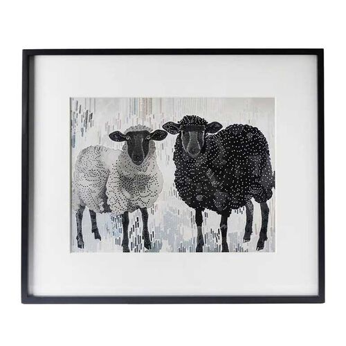 French Country Sheep Wall Art Black and White