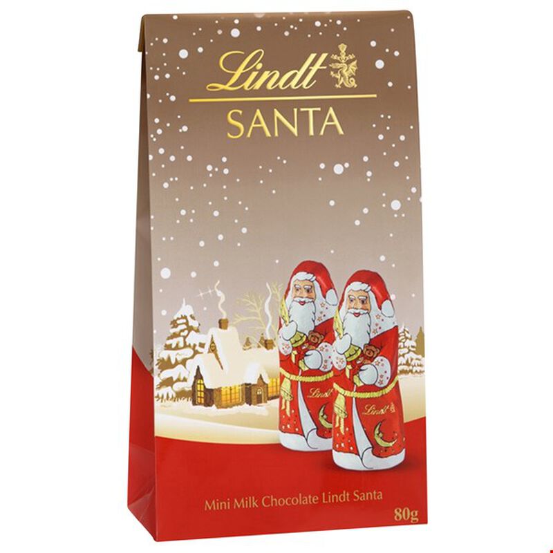 Lindt Christmas Pouch Bag Mini Santas 80g image number 0