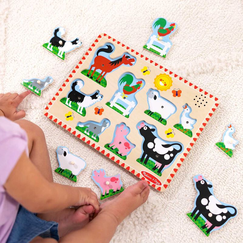 Melissa & Doug Farm Animals Sound 8-Piece Puzzle image number 2