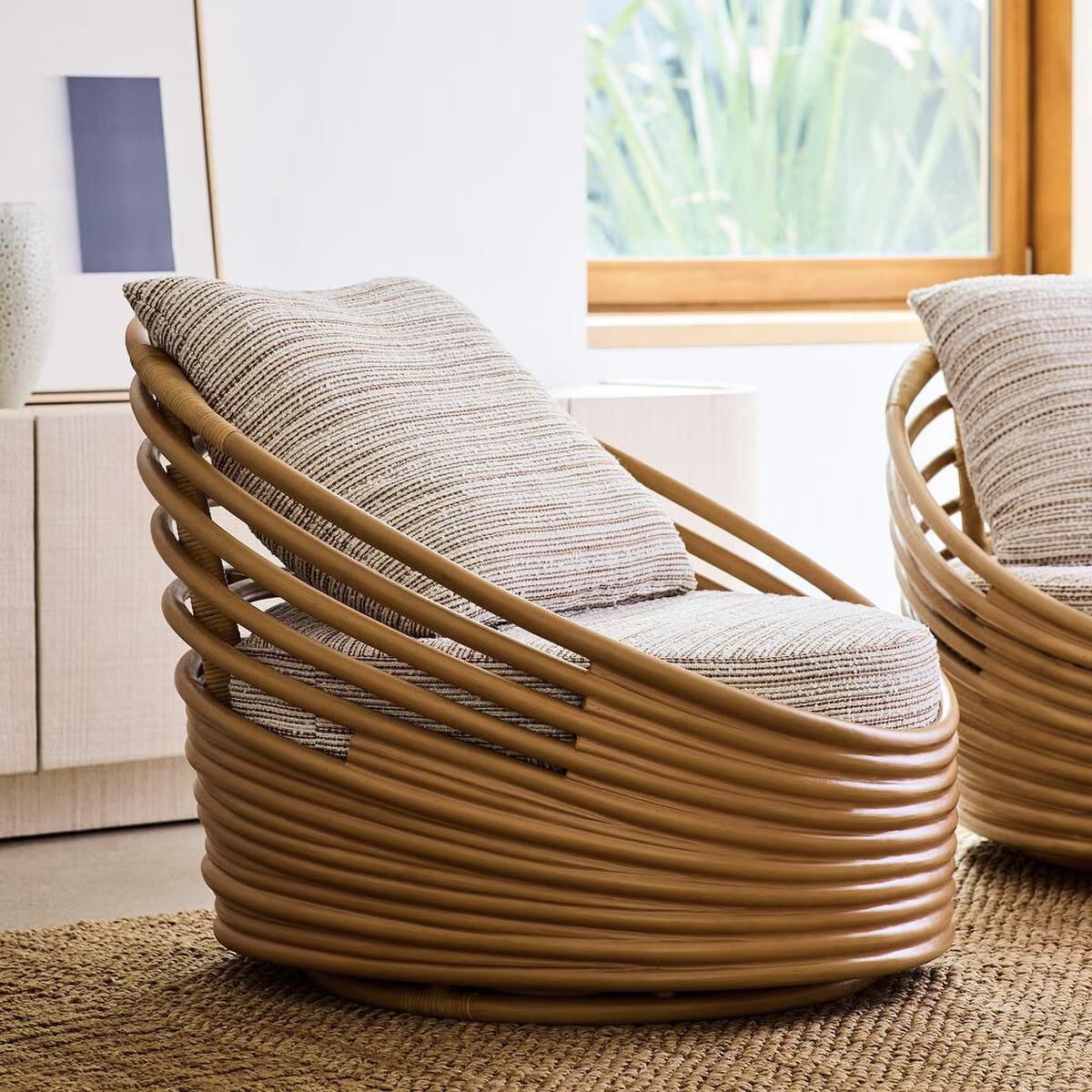 West Elm Minetta Swivel Chair Chunky Stripe Ballantynes Department Store