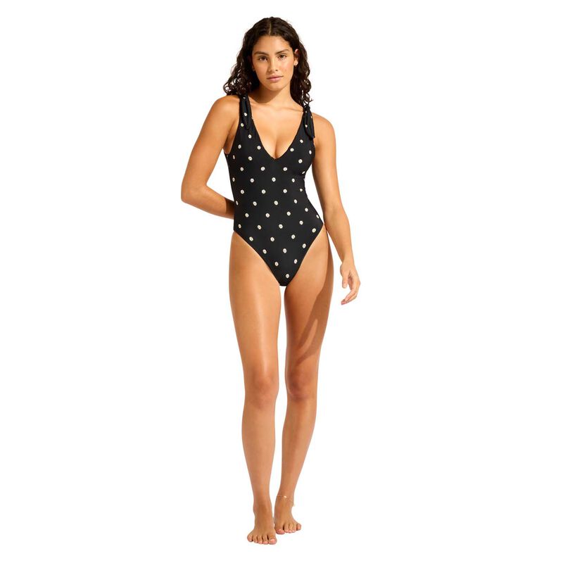 Seafolly Daisy Chain Deep V Neck Maillot Swimsuit image number 3