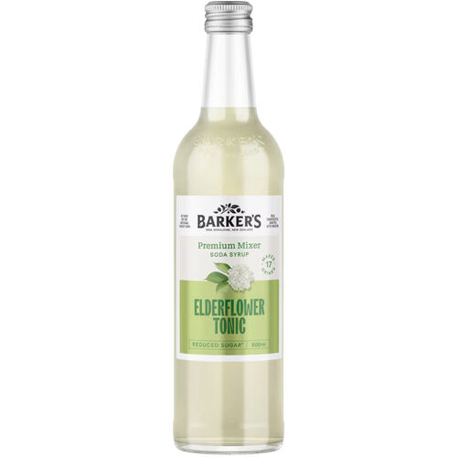 Barker's Elderflower Tonic Premium Reduced Sugar Mixer Soda Syrup 500ml
