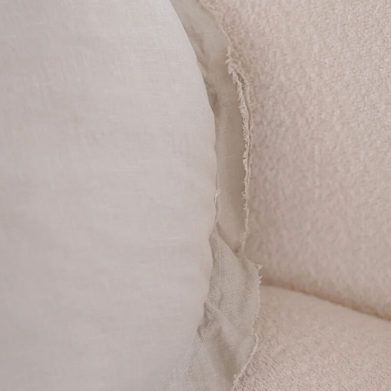 Home Lab 100% Flax Linen Round Feather Filled Cushion - Sage image number 1