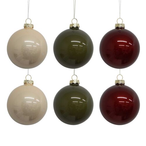 French Country Christmas Ball Mixed Colours (6PC)