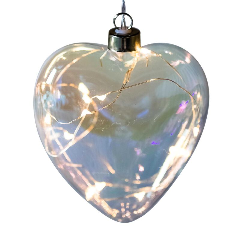 Stellar Haus Clear Pearl Heart Hanging Glass Light 12cm image number 0