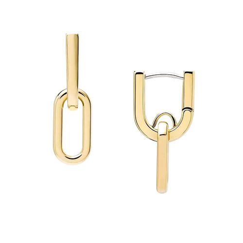 Fossil Heritage D-Link Gold-Tone Stainless Steel Drop Earrings