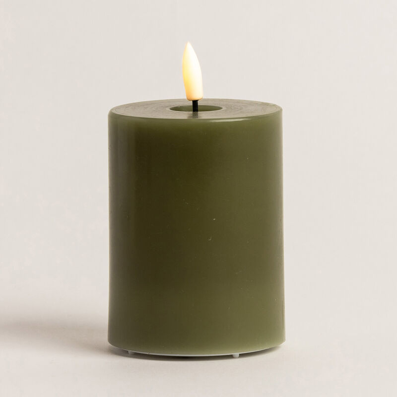 Stellar Haus Green Pillar Indoor LED Candle With Timer  10x7.5cm image number 1