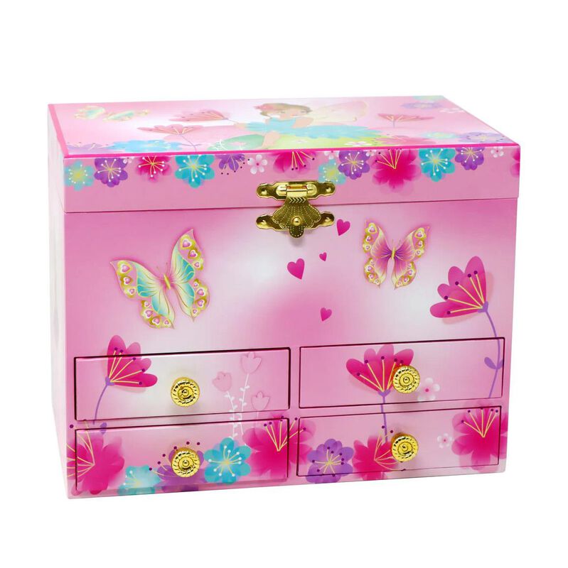 Pink Poppy Fairy Butterfly Friends Medium Musical Jewellery Box image number 1