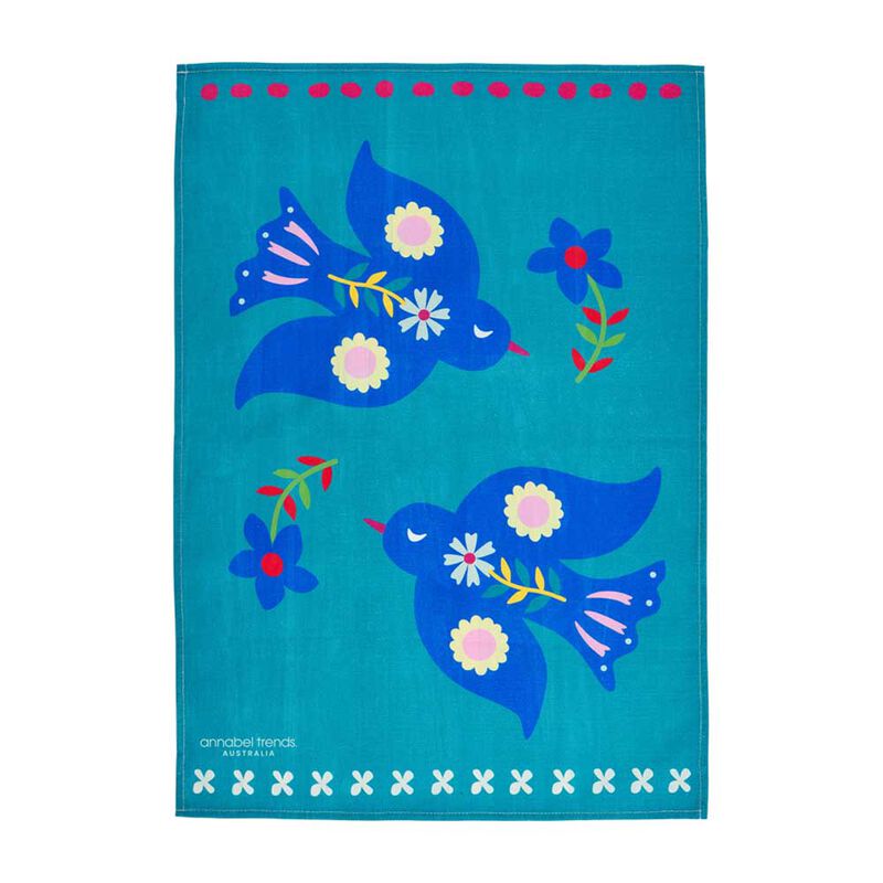 Annabel Trends Cotton Printed Teatowel - Fiesta Bird image number 0