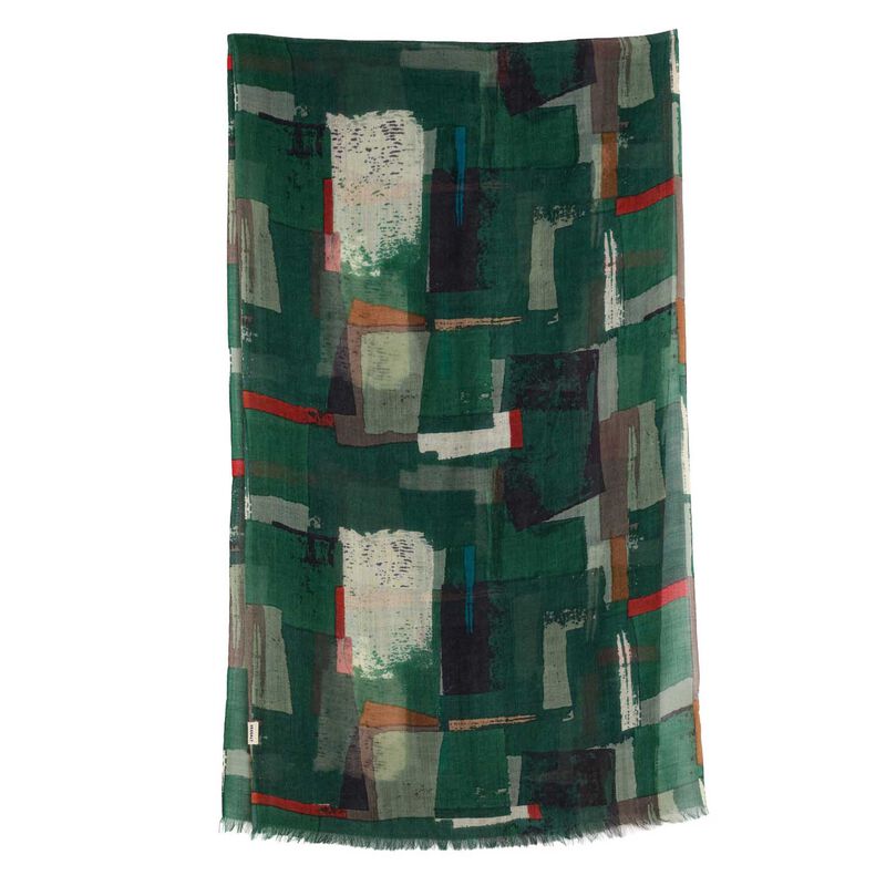Seasalt Cornwall Pretty Printed Scarf Aerial Field Coppice image number 0