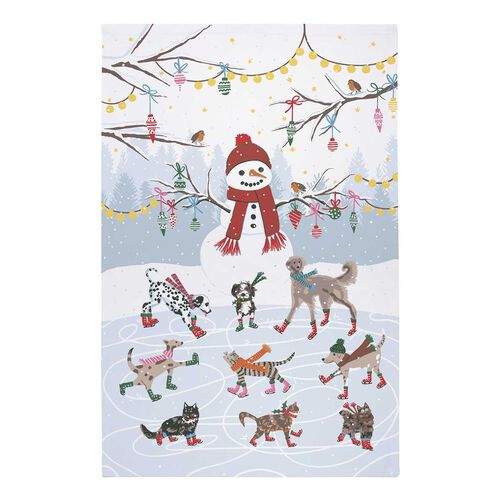 Ulster Weavers Ice Skating Animals Cotton Tea Towel