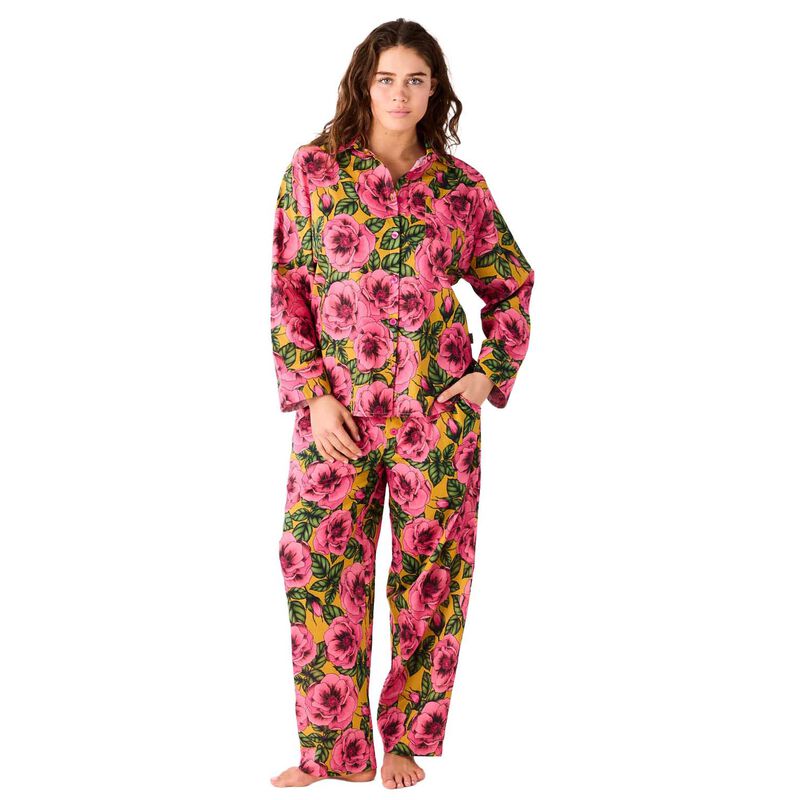 Kip&Co Golden Peony Adult Organic Cotton LS Shirt & Pant PJ Set image number 0