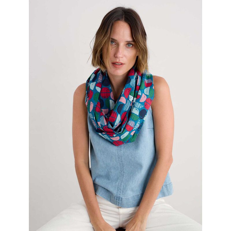 Seasalt Cornwall New Everyday Circle Scarf Stacked Buoys Mid Teal Chalk image number 1