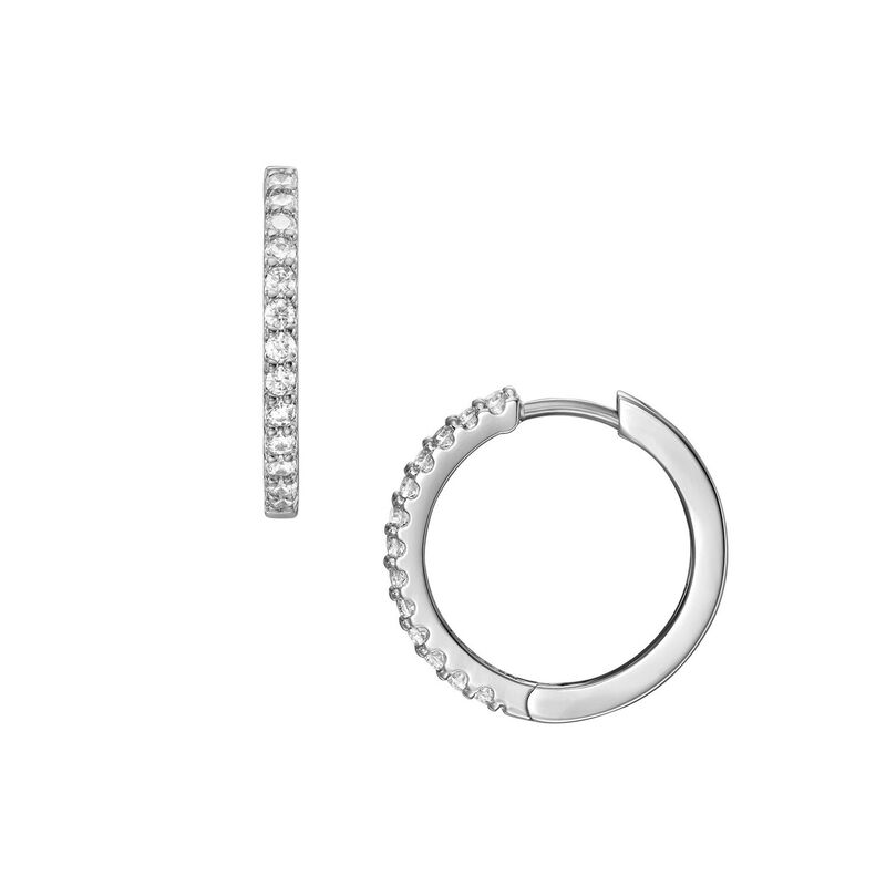 Fossil Ellis Pavé Glitz Stainless Steel Hoop Earrings image number 1