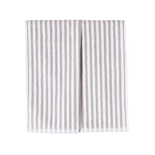 Città Wide Stripe Cotton Hand Towel Grey/White  - 45x75cm