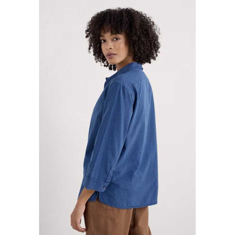 Seasalt Cornwall St Keverne Shirt Mid Indigo Stripe image number 1
