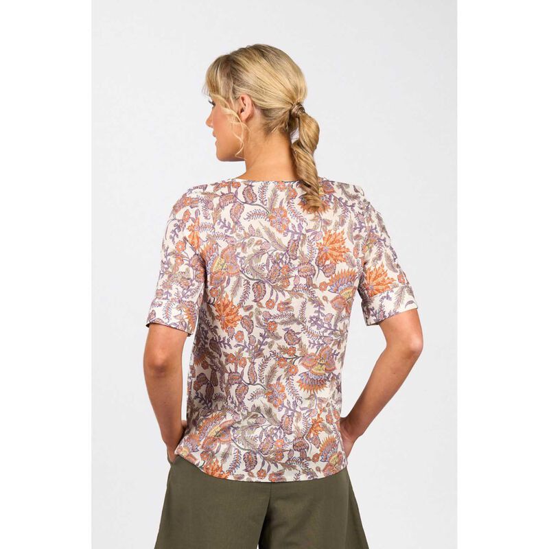 Vassalli Round Neck Top With Elbow Length Sleeve image number 1