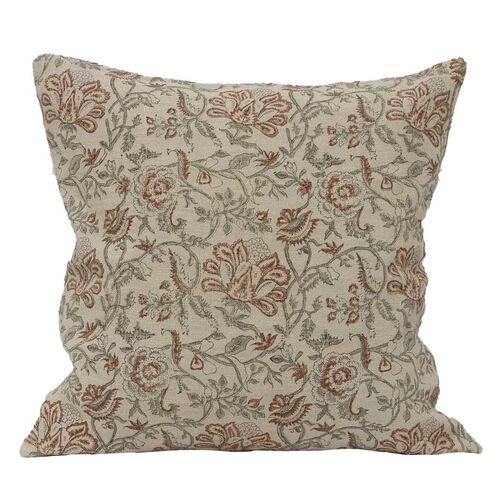 French Country Savannah Floral Handblock Cushion Cover