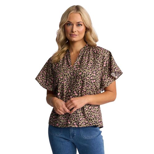 Vassalli V Neck Top With Floaty Sleeve