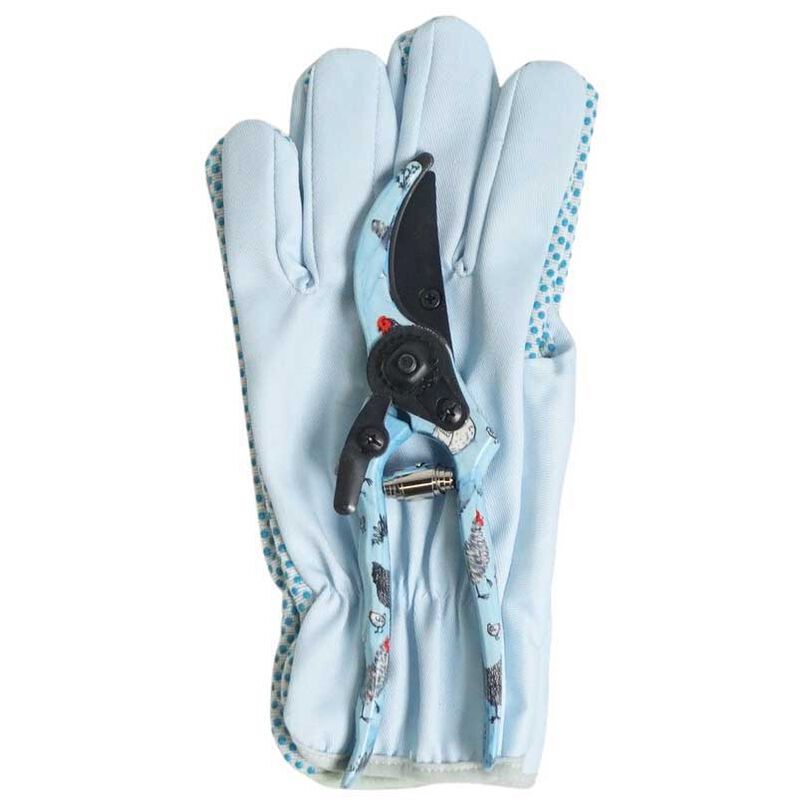Urban Products Chicken & Friends Secateurs & Gloves Blue 26cm Set Of 2 image number 0