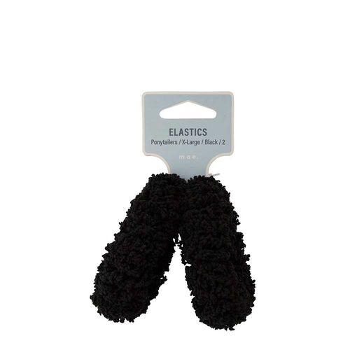 Mae Elastics Terry Toweling Ponytailers X Large Black (2)