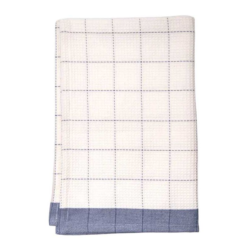 French Country Waffle Cotton Marine Blue Teatowel image number 0