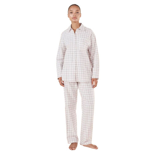 Gingerlilly Lia Natural Gingham Cotton Pj Set