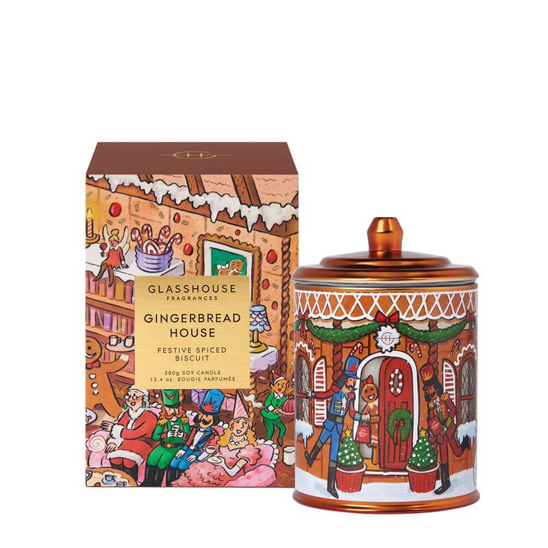 Glasshouse Fragrances Gingerbread House Soy Candle 380g image number 0