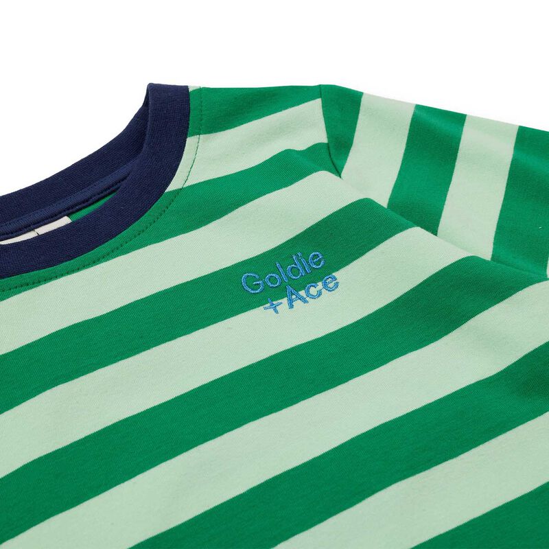 Goldie + Ace Essential Stripe L/S Top Green 3-5Y image number 2